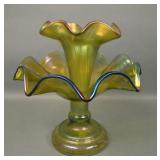 Bohemian Green Art Glass Single Lily Epergne