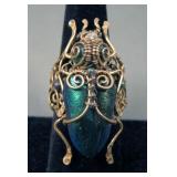 Victorian Era Scarab Shell Filagree Ring
