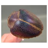 Amber Carnival Glass Scarab Shell Hatpin