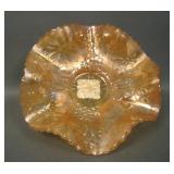 Fenton Vaseline Opal Water Lily Ftd Ruffled Bowl