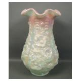 Fenton Green Burmese Iridised Poppy Show Vase