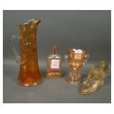 Four Marigold Carnival Glass Novelties