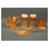 Lot of 4 Marigold Carnival Glass Novelty Items