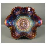 Dugan Electric Purple Persian Garden Ruffled Bowl