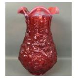 Fenton Cranberry Opal Poppy Show Vase