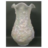 Fenton iridised Milk Glass Poppy Show Vase