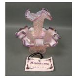 Fenton Pink Opal/ Plum Crest Iridised Mini Epergne