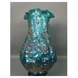 Fenton Emerald Green Iridised Poppy Show Vase