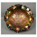 Fenton Purple iridised Butterfly & Tulip Bowl