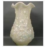 Fenton Topaz/ Milk Glass Iridised Poppy Show Vase