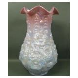 Fenton Blue Burmese Iridised Poppy Show Vase