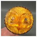 Rare Marigold Horned Owl Hatpin in Metal Frame