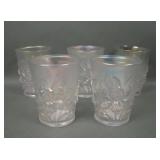 Five Dugan Frosty White Heavy Iris Tumblers