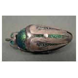 Victorian Silver Overlay Scarab Beetle Brooch