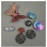 Carnival Glass Buttons & Westmoreland Butterfly