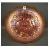 Fenton Dk Marigold Two Flowers Ftd ICS Bowl