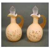 2 Fenton LG Wright Honey Amber Overlay Cruets