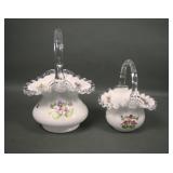 2 Fenton Silver Crest Violets in Snow Baskets