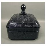 Indiana Glass Black Onyx Covered Bee Box