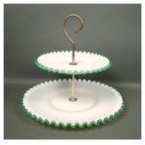 Fenton Emerald Crest Two Tiered Tid Bit Server