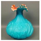 1984 Fenton Azure Blue Swan Vase