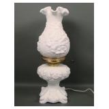 Fenton Milk Glass Poppy Hurricane Lamp