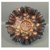 Fenton Blue Holly 3/1 Edge Bowl