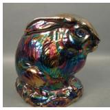 Fenton Purple Carnival Glass Bunny Figure