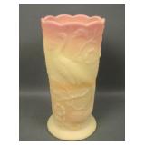 Fenton Satin Burmese Peacock Summer Garden Vase