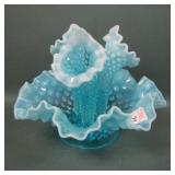 Fenton Blue Opal Hobnail 3 Lily Epergne