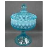 Fenton Blue Opal Hobnail Covered Candy