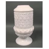 Fenton Milk Glass Fine Cut & Block Fairy Lamp