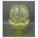 Fenton Vaseline Opal Lily of the Valley Fairy Lamp