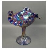 Fenton Blue Hearts & Flowers Compote