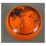 Czech Glass Art Deco Covered Trinket Box