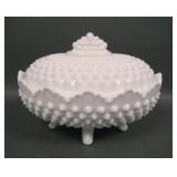 Fenton Hobnail Milk Glass Ftd Covered Candy Dish