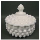 Fenton Hobnila Milk Glass Covered Box