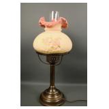 Fenton Satin Burmese Decorated Table Lamp