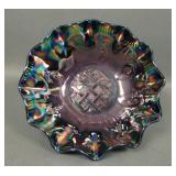 Crown Crystal Purple Lattice Ruffled Bowl