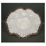 Fenton Large Rose Crest Crimped Ruffled Bowl