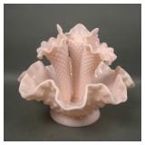 Fenton Pink Hobnail Three Lily Epergne Base