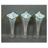 Three Fenton Emerald Crest Diamond Lace Lily