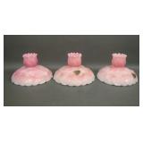 Three Fenton Rosalene Water Lily Candle Holders