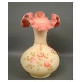Fenton Satin Burmese Decorated Vase
