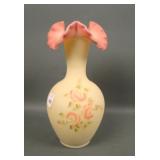Fenton Satin Burmese Decorated Vase
