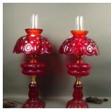 Two LE Smith Red Moon & Stars Elec. Table Lamps