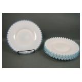 Lot of Four Fenton  Aqua Crest  8 1/4" Plates