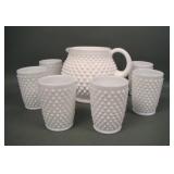 Fenton Milk Glass Hobnail 7 Pc Juice Set