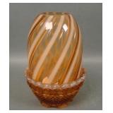 Fenton Cameo Opal Spiral Optic Fairy Lamp