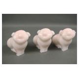 Three fenton Rosalene Smiling Pig Figurines